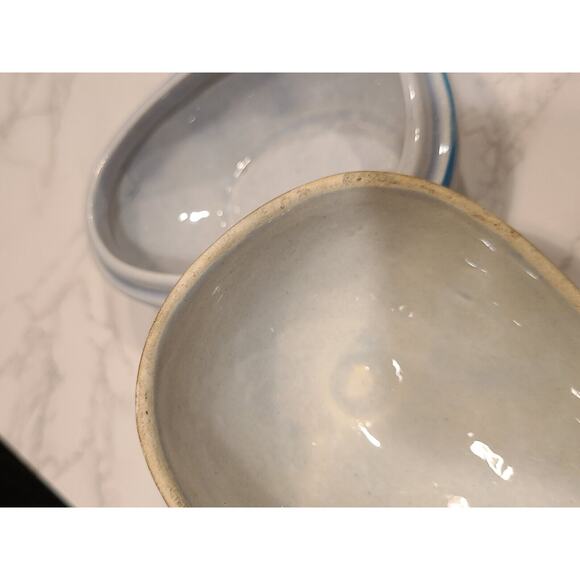 Tonala Pottery 5" Egg Shaped Trinket Box Hand Painted Blue Bird Folk Art Mexico - Picture 13 of 15